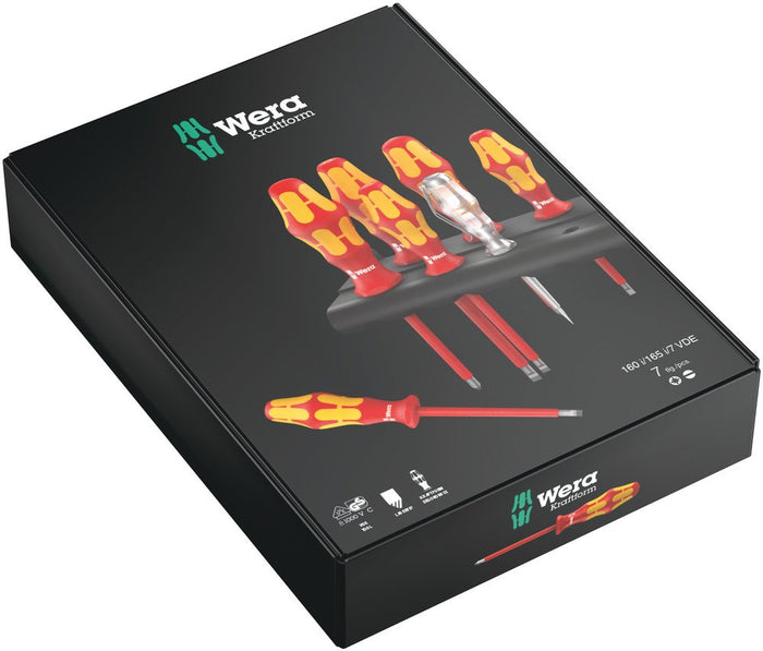 Wera 160 I/165 I/7 VDE Screwdriver Set Voltage Tester And Rack 7 Pce 006148