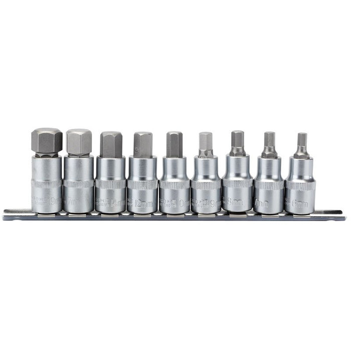 Draper Tools 1/2 Sq. Dr. 55mm Long Metric Hexagonal Socket Bit Set (9 Piece)