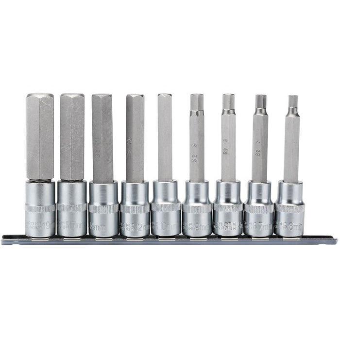 Draper Tools 1/2 Sq. Dr. 100mm Long Metric Hexagonal Socket Bit Set (9 Piece)