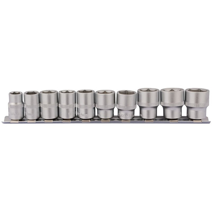 Draper Tools 3/8 Square Drive Socket Set on Metal Rail (10 Piece)
