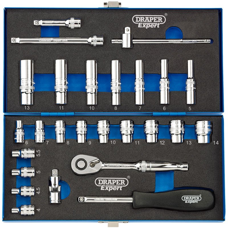 Draper Tools 1/4 Sq. Dr. Metric Socket Set (26 Piece) For Sale Online ...