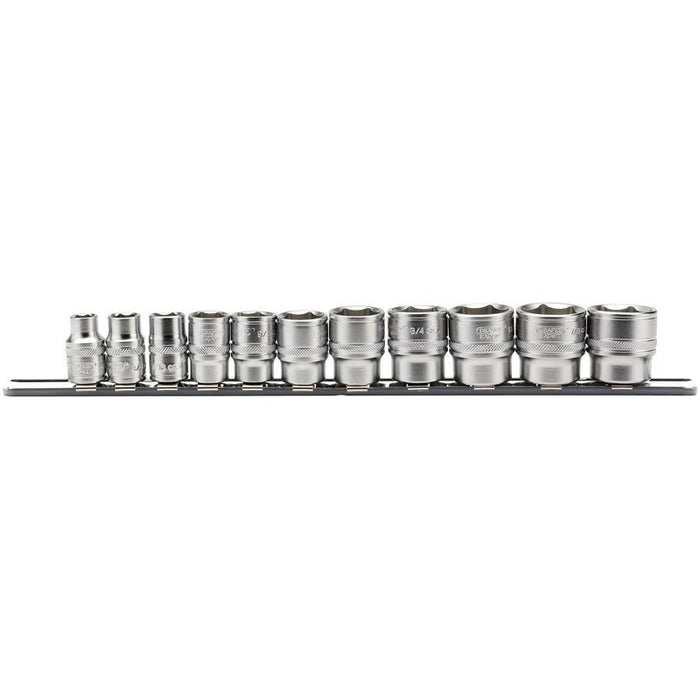 Draper Tools 3/8 Sq. Dr. Imperial Socket Set on Metal Rail (11 Piece)