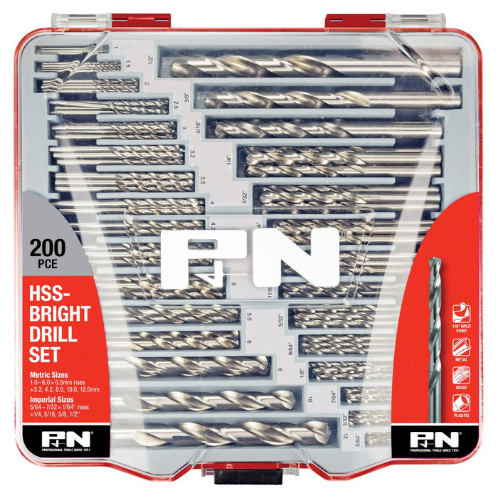 P&N Drill Bit Set 200Pc Bright Metric And Imperial