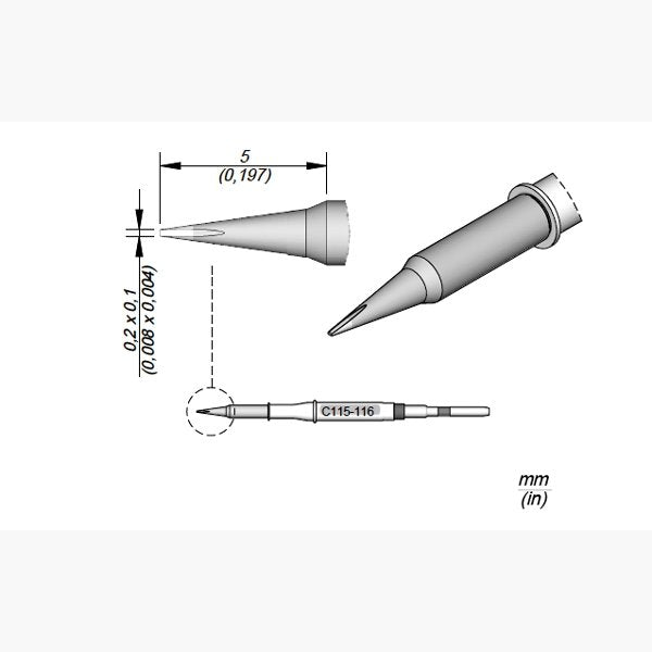 JBC Cartridge Chisel 0.2x0.1