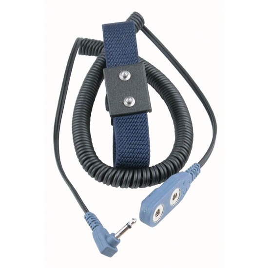 Desco 19690 - Dual-Wire Elastic Adjustable Wrist Strap with 4MM Snaps, 1.8M Angle Coil Cord