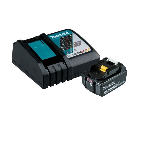 Makita Single Port Rapid Battery Charger with 4.0Ah fuel gauge battery