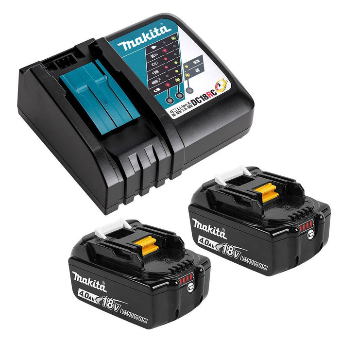 Makita 18V Single Port Rapid Battery Charger with 2 x 4.0Ah Batteries