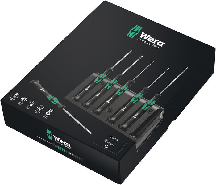 Wera 2052/6 Micro Ball End Hex Metric Precision Screwdriver Set & Rack 6 Pce 118156