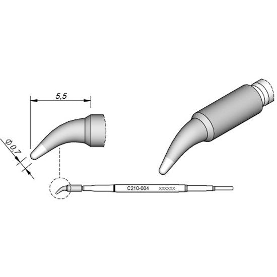 JBC 0.7mm Bent Conical Micro Cartridge Tip