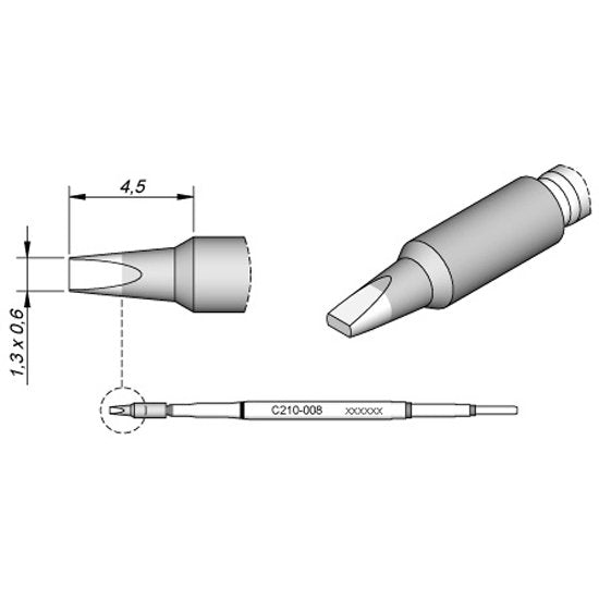 JBC Cartridge Chisel 1.3 x 0.6mm 