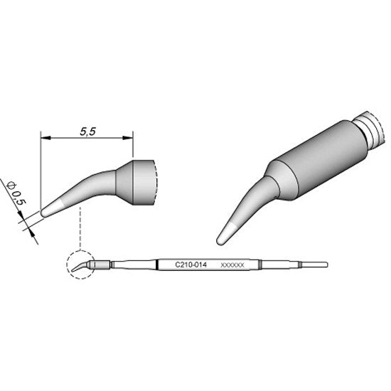 JBC 0.5mm Bent Conical Micro Cartridge Tip