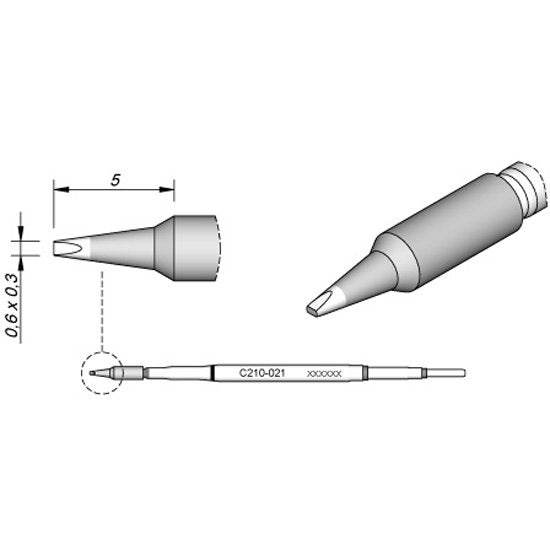 JBC 0.6x0.3mm Chisel Micro Cartridge Tip
