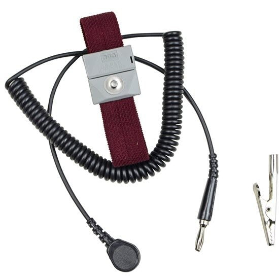 Desco 2214 - Adjustable Wrist Strap with 1.5M Coil Cord, 4mm Stud