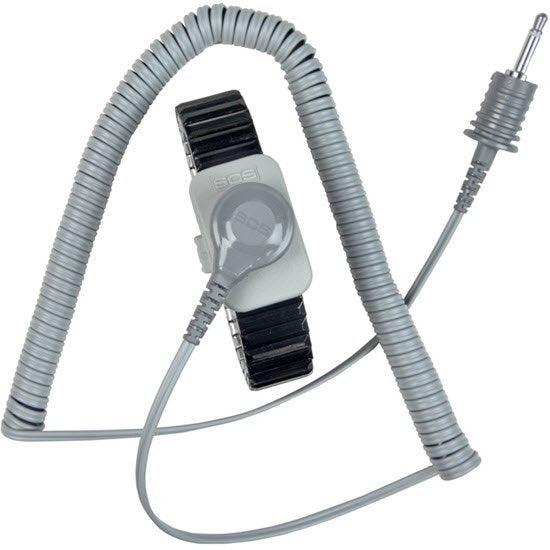 Desco 2383 - Dual Conductor Metal Wrist Strap with 1.5M Coil Cord, Large