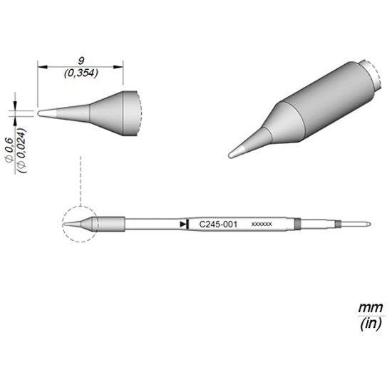 JBC 0.6mm Conical Standard Cartridge Tip