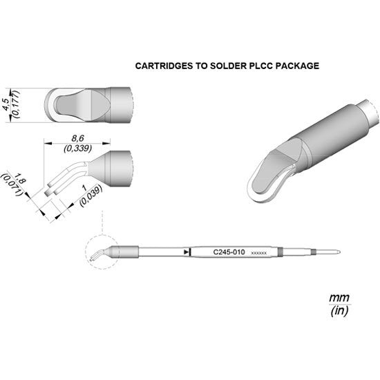 JBC 4.5mm QFP Standard Cartridge Tip