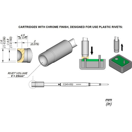 JBC 6mm Especial Cartridge Tip - Chrome Finish