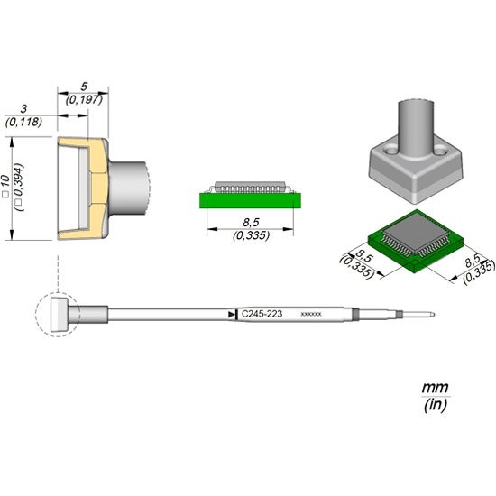 JBC 8.5x8.5 QFP/PLCC Standard Cartridge Tip