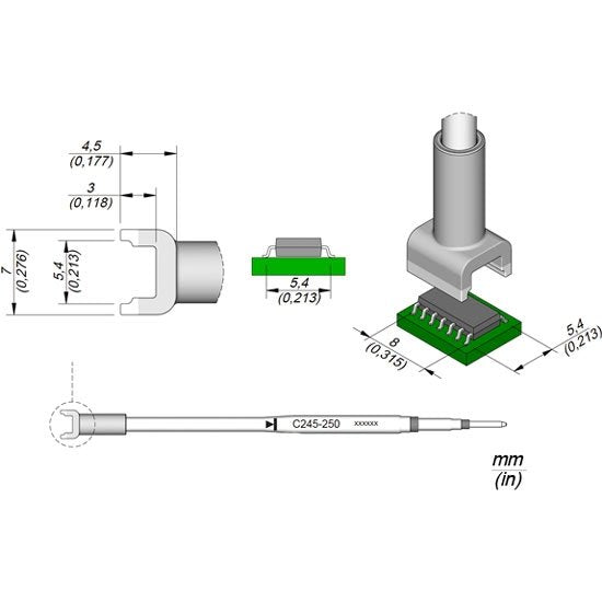 JBC 8x5.4mm Dual In-Line IC Standard Cartridge Tip