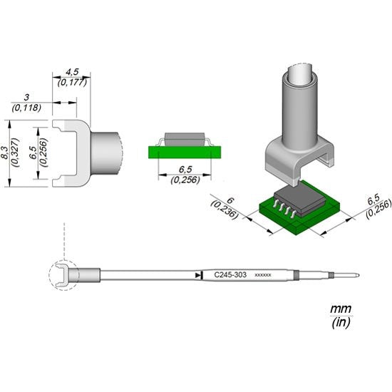 JBC 6x6.5mm Dual In-Line IC Standard Cartridge Tip