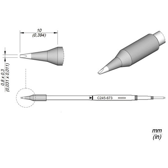 JBC 0.8 x 0.3mm Standard Cartridge Tip