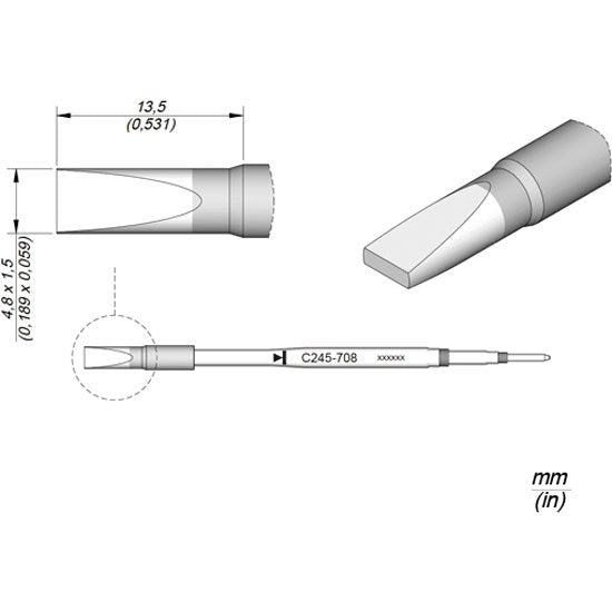 JBC 4.8x1.5mm Especial Chisel Tip Cartridge Tip