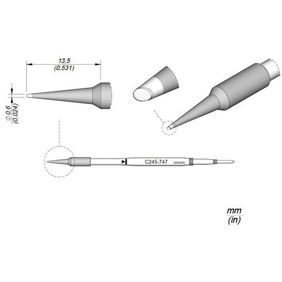 JBC 0.6mm Smallest Bevel Standard Cartridge Tip
