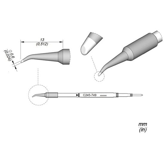 JBC 0.6mm Bent Tinned Standard Cartridge Tip