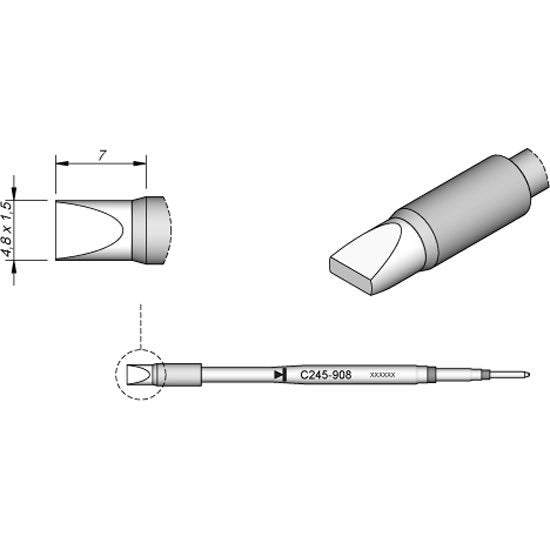 JBC 4.8mm Chisel Standard Cartridge Tip