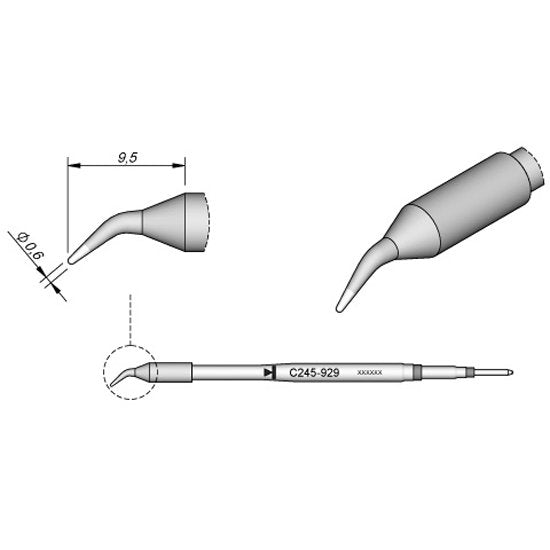 JBC 0.5mm Bent Conical Standard Cartridge Tip