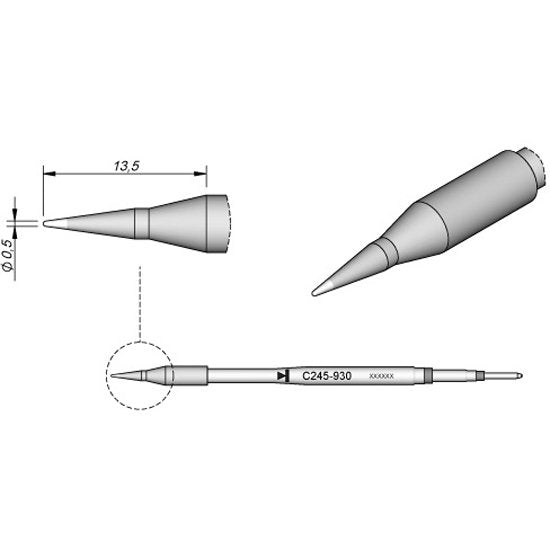 JBC 0.5mm Conical Standard Cartridge Tip