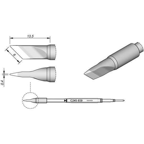 JBC 0.4x6mm Bevel Standard Cartridge Tip