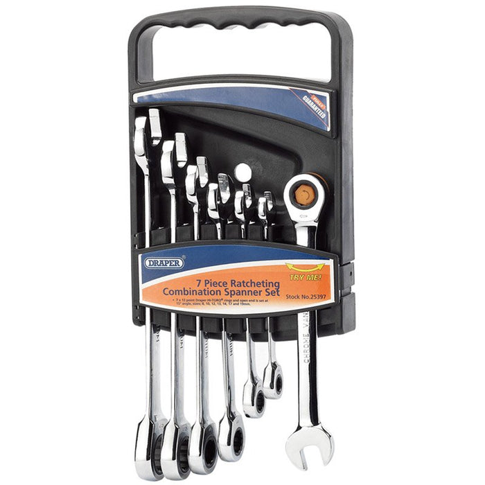 Draper Tools Draper Hi-Torq® Metric Ratcheting Combination Spanner Set (7 Piece)
