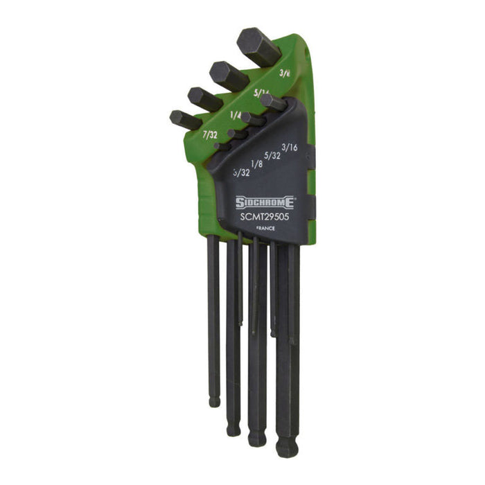 Sidchrome Imperial Hex Key Set Long Ball End, 8 Pce