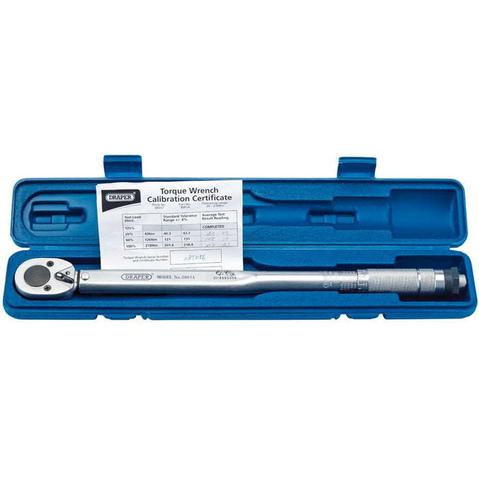 Draper Tools 1/2 Square Drive 30 - 210Nm or 22.1-154.9lb-ft Ratchet Torque Wrench