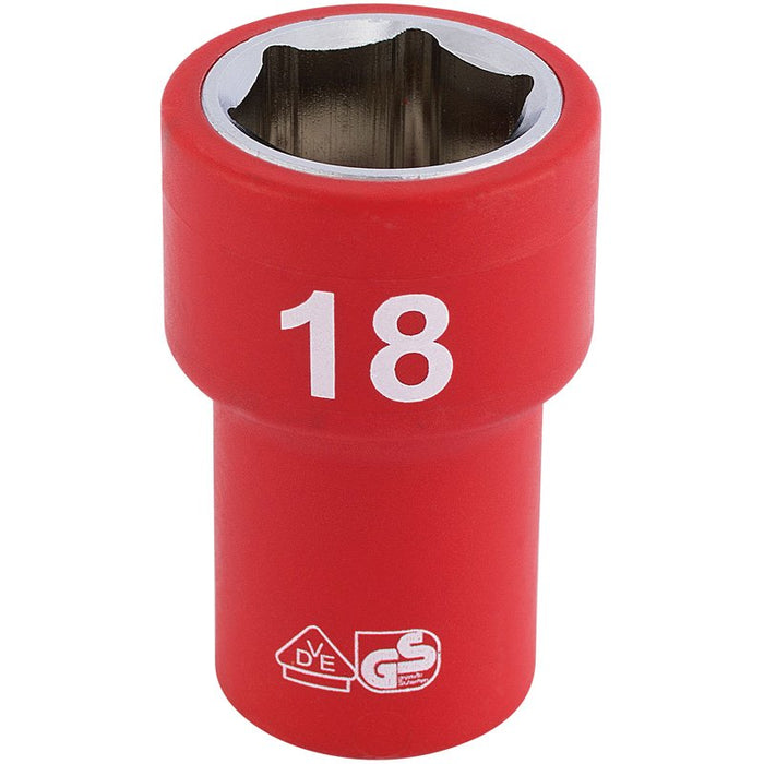 Draper Tools 3/8 Sq. Dr. Fully Insulated VDE Socket (18mm)