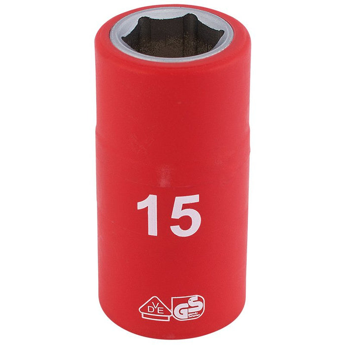 Draper Tools 1/2 Sq. Dr. Fully Insulated VDE Socket (15mm)