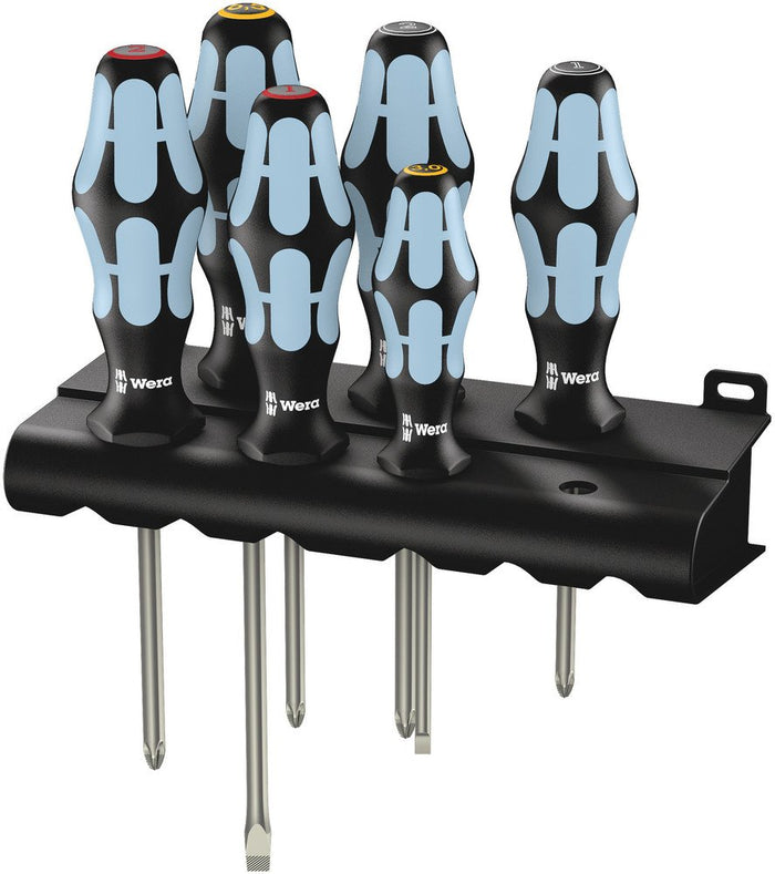 Wera 3334/3350/3355/6 Screwdriver Set Stainless And Rack 6 Pce 032063