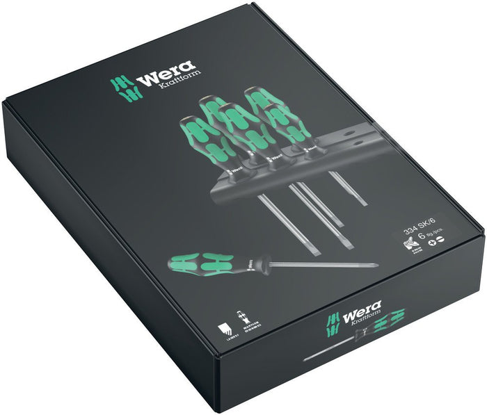 Wera 334/355 Screwdriver Set Kraftform Plus Lasertip & Rack 6 Pce 007681