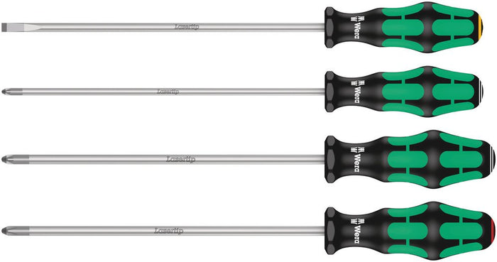 Wera Kraftform Plus Lasertip SL/PH/PZ Screwdriver Set 200mm Long Blades 4 Pce 347736