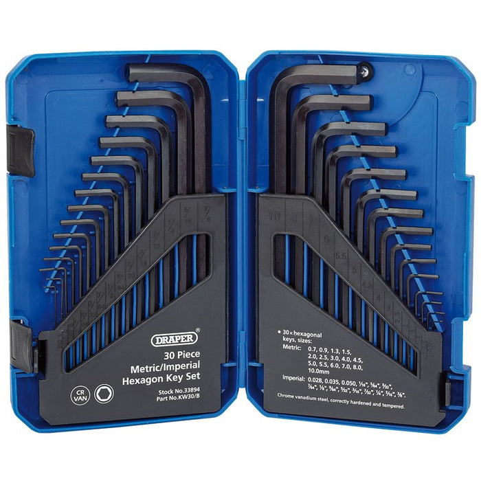Draper Tools Metric/Imperial Combined Long Pattern Hexagon Key Set (30 Piece)