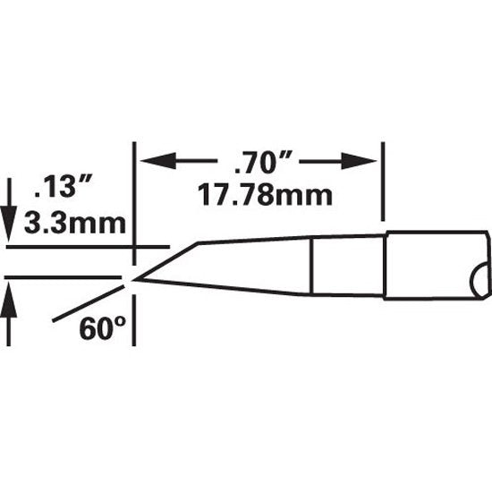 Metcal Cartridge Hoof, 3.3mm x 17mm LG, 60 DEG