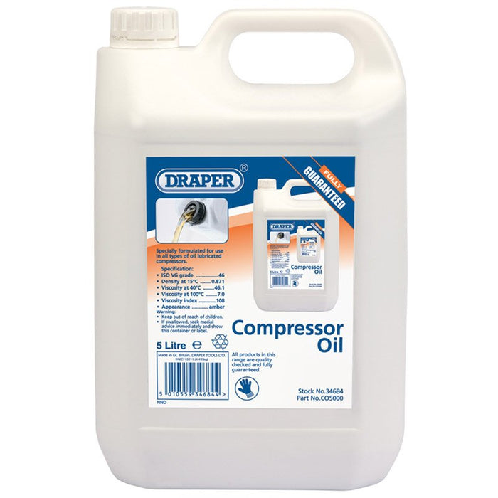 Draper Tools 5L Compressor Oil