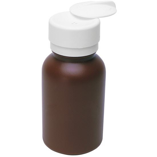 Menda 35602 - Round Brown HDPE Alcohol Bottle with Lasting-Touch Pump, 240mL