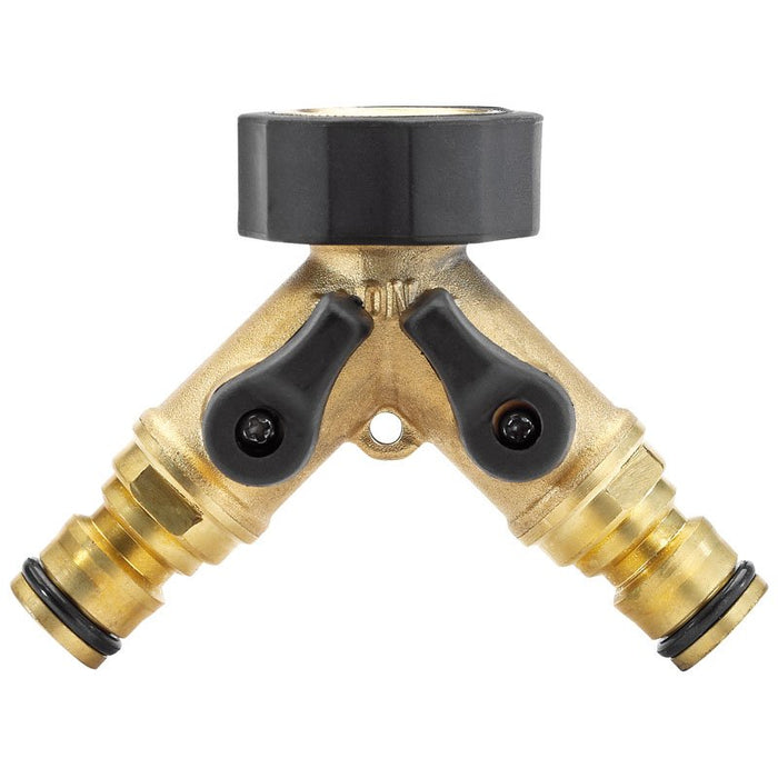 Draper Tools Brass Double Tap Connector with Flow Control (3/4)