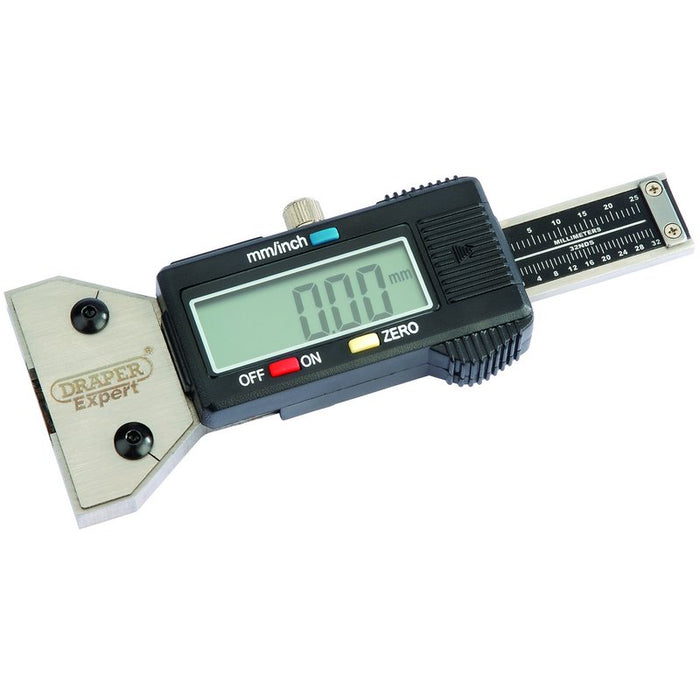 Draper Tools Expert Digital Tyre Tread Depth Gauge with Stainless Steel Body