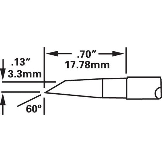 Metcal Cartridge Hoof, 3.3mm x 17mm LG, 60 DEG