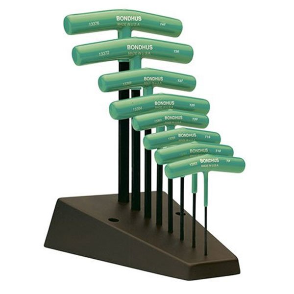 Bondhus 33034 Set of 8 Star T-handles, Graduated Lengths, sizes T9-T40