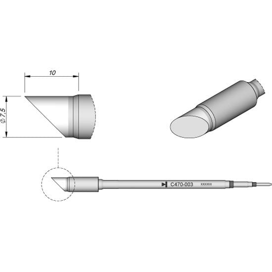 JBC 7.5mm Bevel Heavy Duty Cartridge Tip