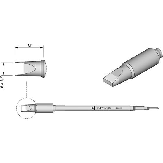 JBC 6.0x1.7mm Chisel Heavy Duty Cartridge Tip